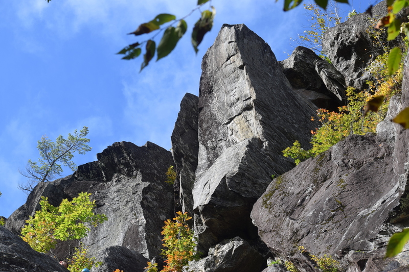 The [[106975531]]/[[106190876]] buttress as seen from the base of the fourth-class approach ramp