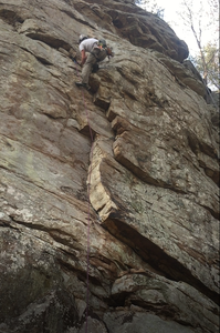 Pulling the crux. Well-protected with BD #3 CAM.