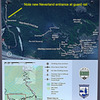 Map of the climbing area and trails at the parking lot.
