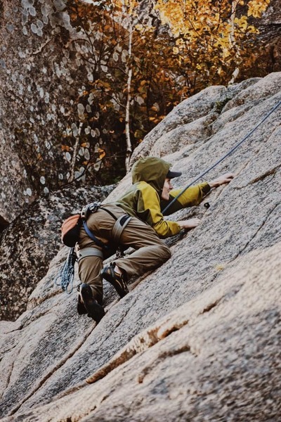 Nathan Kilroy climbing the crack near the top of "From Russia With Love"