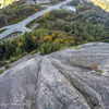 Looking down the 1st (3rd) pitch of Vector.  The ledge on the right is the top of the 3rd pitch of St. Vitus