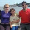 The Chalnicks sitting on the bar at Bar Harbor Maine