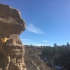 Justin at the balancy crux.