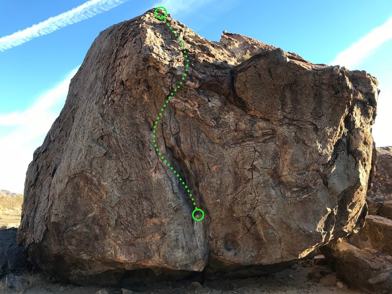 The fissure on the main boulder