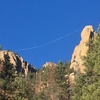 Successful slackline between Block Tower and Cynical Pinnacle witnessed from the approach.