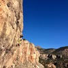 In the looong crux sequence after the killer traverse.