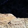 Looking down from the top of the new 12a bolted variation on the last pitch.