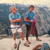 John Bachar and Peter Croft atop Half Dome after their historic 1986 link-up of El Cap and Half Dome in under 24 hours
<br>

<br>
Photo by Phil Bard