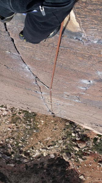 Looking down from the anchors of pitch five of Birdland. Pine Creek