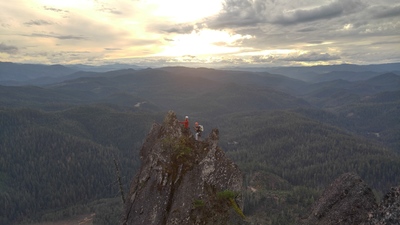 Jake and Vinny enjoying the Pinnacle summit of Eagles Dare
<br>

<br>
Photo by Ben Allen