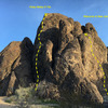 Raven Rocks from approach (parking lot) North wall to left, West wall to right. South wall beyond corner on right.