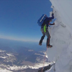Climbing above the Bergschrund on the Liberty Ridge June of 2016