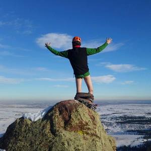 Classic summit photo on the highest point in Eldorado Canyon State Park....
