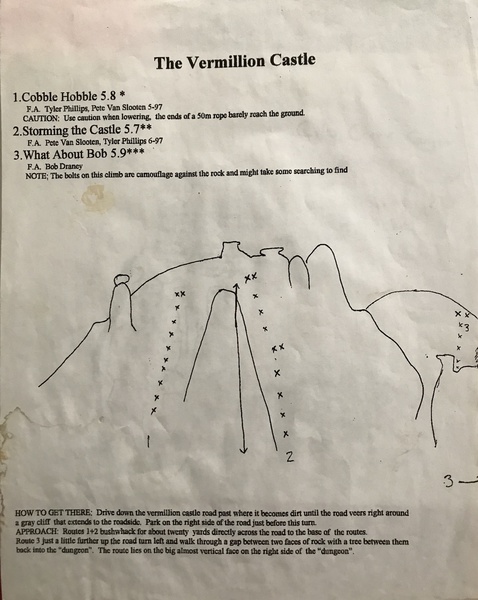 Original Topo from Metal in Your Head, the rare 1990s Iron County guidebook by Jack Tackle.