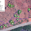 Map of boulders and trails at the main parking area. Any boulders missing from this map are ones that I haven't been able to reliably identify. If you know where they are, feel free to let me know and I'll update the map!