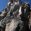 Looking back at the terrain rappelled into the notch. I think you could find a 5.8-5.9 way through this if going from Granite Pk to W Granite. Rappelling the chimney and ascending this would be harder, but keep you on MUCH better rock.