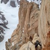 Peter Pribik climbing high on the ridge late on day 2 of our ascent