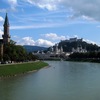 View of the Salzburg fortress from the bridge near the Salzburg City Wall climbing location