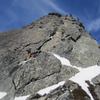 South Face of The Tooth 3/16/2019. Face gets enough sun that even during a winter ascent its got dry rock. 
<br>

<br>
Rock moves are dry, but patches of snow and lots of snow on summit makes having an ice axe or tool useful towards end of route and summit.