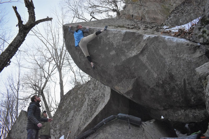 Miles Galloway trying hard for the third ascent!