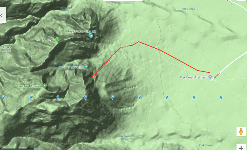 This is the trail we took from the Oak Creek Trailhead. We used Gaia 