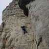 Tiptoeing through the crux.  Started hailing on me about 2 minutes later.