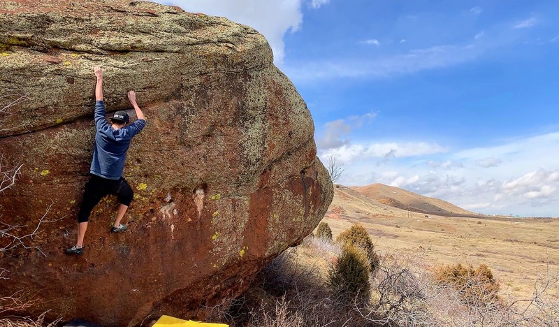 Erik climbing Little Wing in March, 2019.