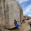 Doug near the start of Pope's Prow (V6).