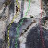 Jean leading into the thin, crimpy crux.