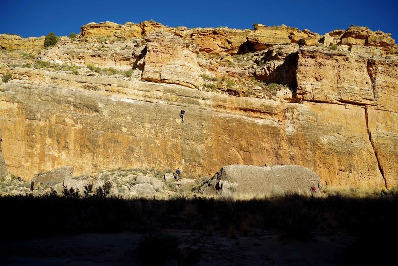 Climber on the Swoop Wall - Buckskin Gulch