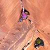 Natalie Garza making her way up. Photo by Will McKay