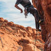 Garret leading Glitter Gulch on the Sweet Pain Wall, April 2019