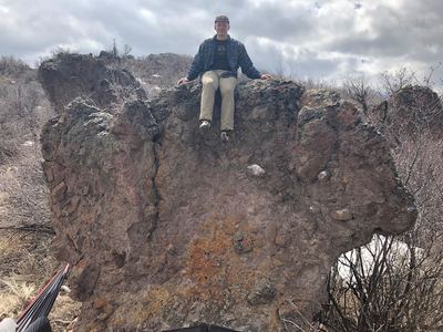 The boulder's namesake atop the problem "Baby Skull"