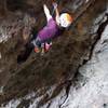 Clipping just below the crux section, at the top of the route