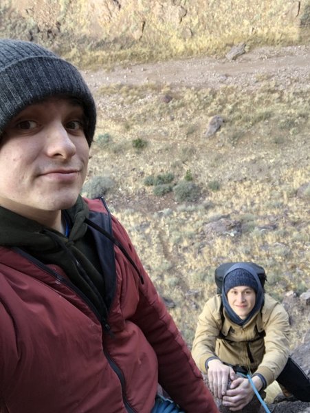 Dylan and I practicing belaying from the top. Good to practice for multi-pitch if you continue up on Lucid Fairyland from the first anchors to the top.