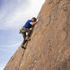 Ben Chapman on the steep upper face of Topgun.