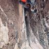 Right after pulling the crux on the 5.9 variation, get you some exposure! I definitely recommend this pitch!