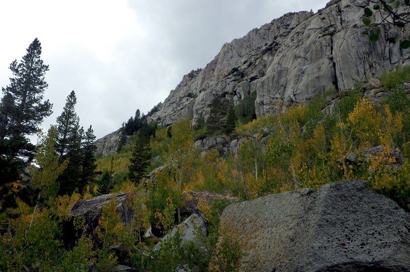 Approaching Wild Rose Buttress in the fall.