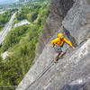 Unknown climber coming up the 4th layback pitch.  Super cruiser climbing with really grippy feet and great pro.