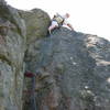 Phil Ermshar leading Split Rock Dihedral.