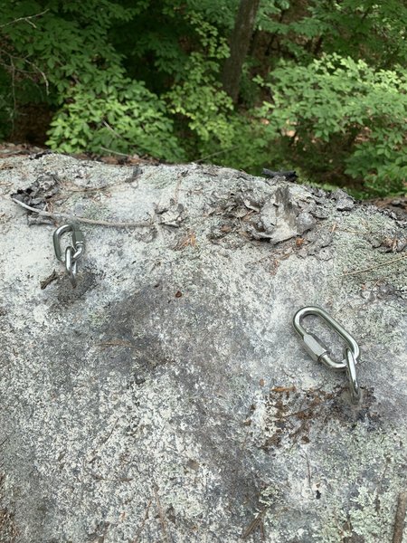 One of two sets of new glue in anchors atop 1st Crag.