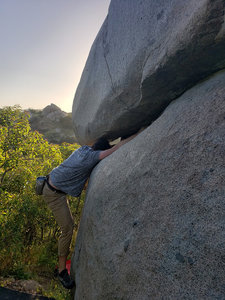 Luis climbing the traverse.