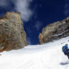 John ascending the Teepe Glacier to Teepe Col on our way to the Stettner Couloir. Naturally, Teepe Pillar is that pointy bit on the left.