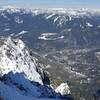 view of middle index from main summit. Index town and crags visible at center of photo.