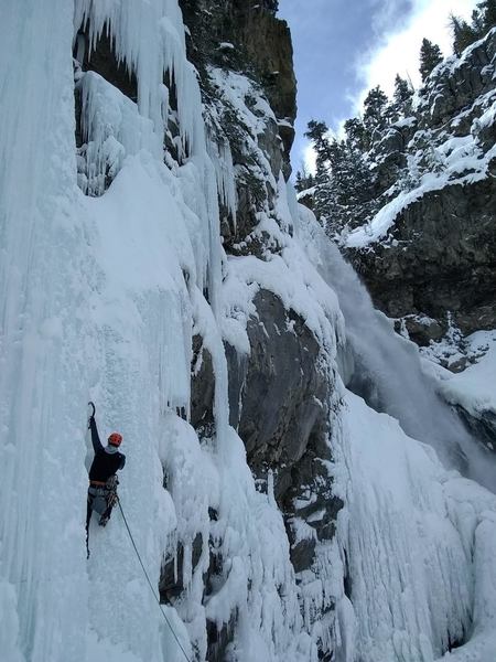 Fun climbing next to the falls