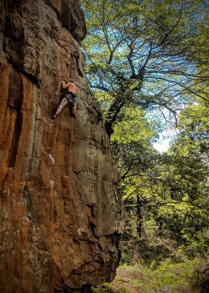 Top roping my first 5.11, Horseshoes and Hand Grenades. Horseshoe canyon ranch