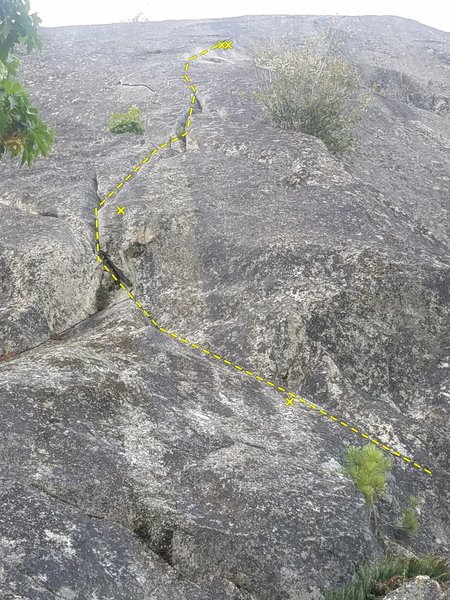 Cracked and Peeled (5.9) - There are three more bolts on the upper section that are not labeled.