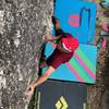 Thailand James Warms up on one of the fun crystal pinching routes on the warm up wall.