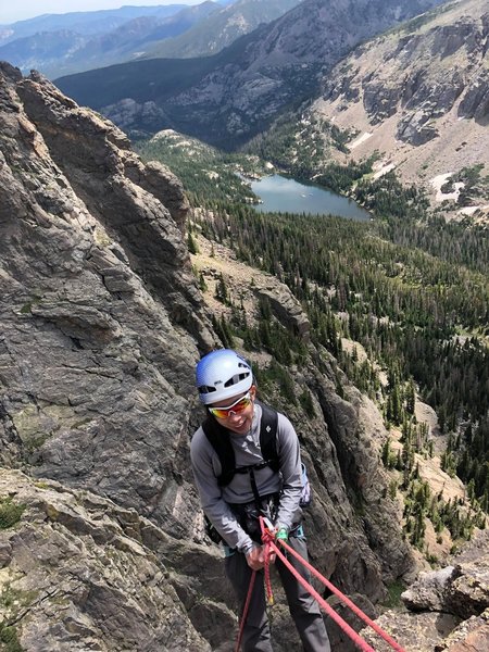 At the summit. Getting ready to descend.