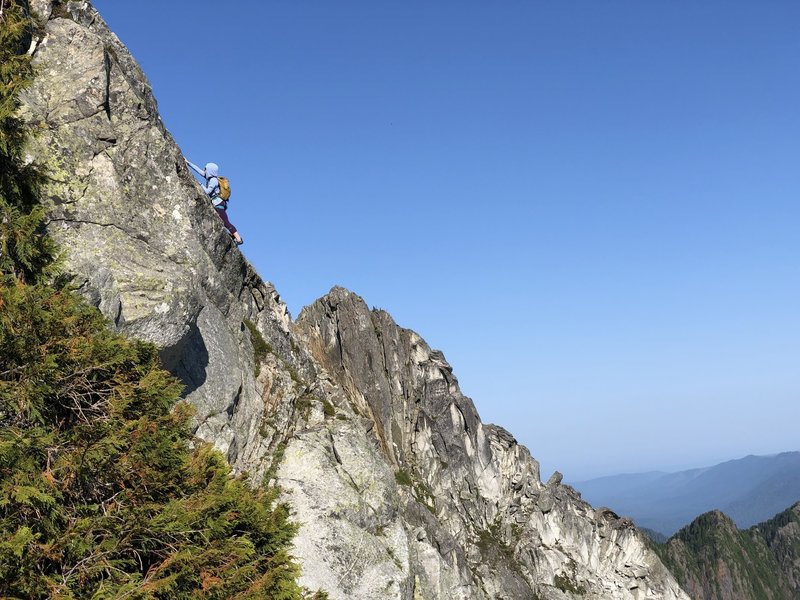 Climber on pitch 2 of True Grit